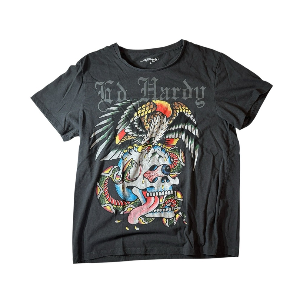 Ed Hardy Battle Skull T-Shirt -‎ Men's Size Large